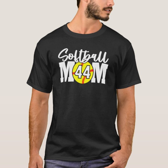 Softball Mum Number 44 T-Shirt (Front)