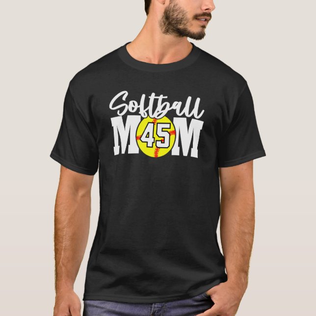 Softball Mum Number 45 T-Shirt (Front)