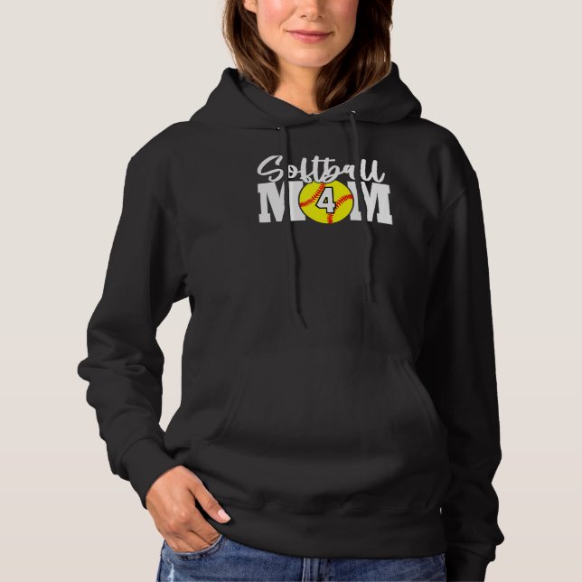 Softball Mum Number  4 Hoodie (Front)