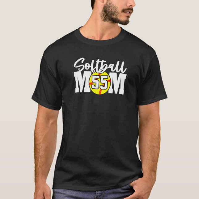 Softball Mum Number 55 T-Shirt (Front)