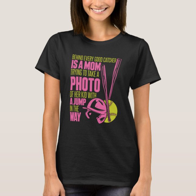 Softball Mum Pitcher Batter Catcher Softball T-Shirt (Front)