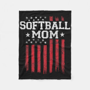Softball Mum Proud American Flag Usa Patriot Patri Fleece Blanket