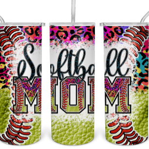 Softball Mum Rainbow Leopard Tumbler Sports MAMA