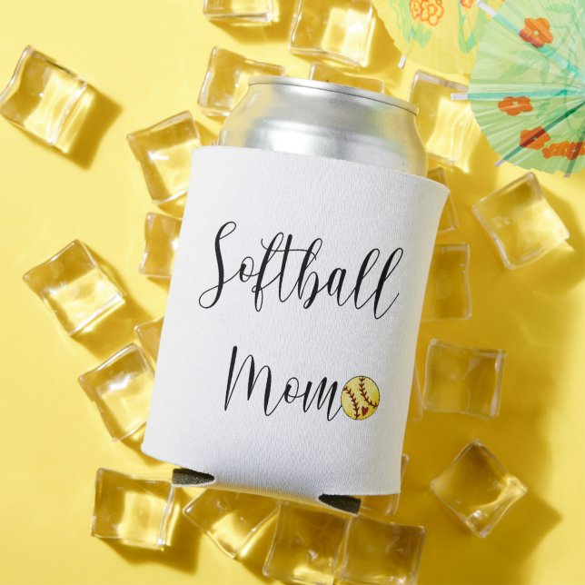 Softball Mum Script Custom Number Can Cooler (In Situ Summer)
