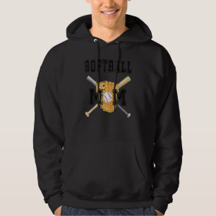 Softball Mum Sports Font Graphic Softball Mother's Hoodie