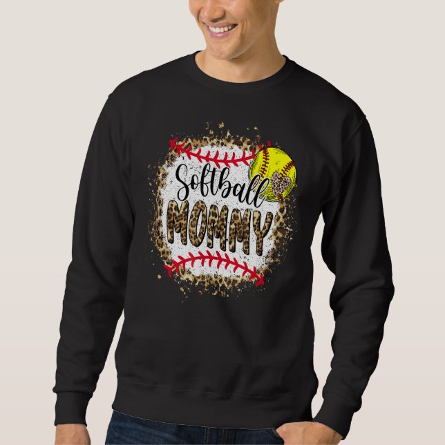Softball Mummy Leopard Bleached Mother's Day Game  Sweatshirt (Front)