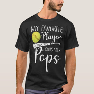 Softball My Favourite Player Calls Me Pops Grandpa T-Shirt