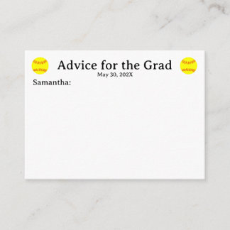 Softball Name Date Graduation Advice Cards
