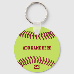 Softball Name Number Customized Key Ring