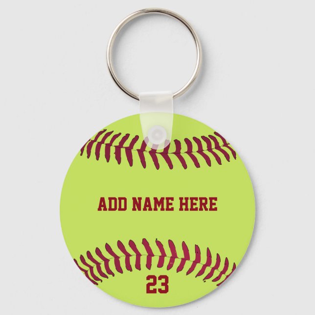 Softball Name Number Customized Key Ring (Front)