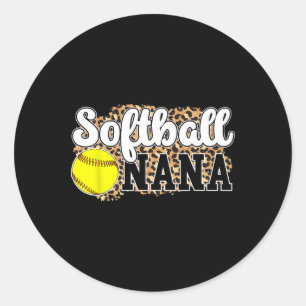 Softball Nana Leopard Nana Of A Softball Player  Classic Round Sticker
