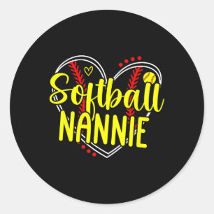 Softball Nannie Heart Nannie Of A Softball Player Classic Round Sticker