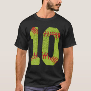 Softball Number 10 Ten 10Th Birthday Softball Play T-Shirt