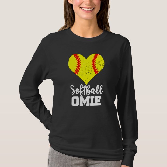 Softball Omie Softball Heart Grandma Omie T-Shirt (Front)