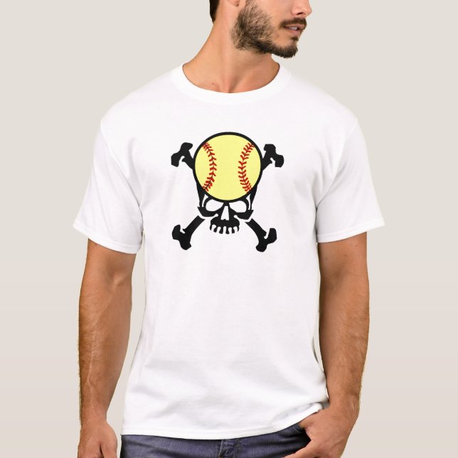 Softball on the brain skull T-Shirt (Front)