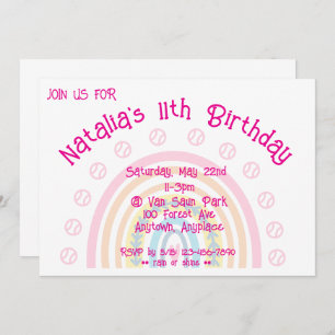 Softball Party Birthday Invitation