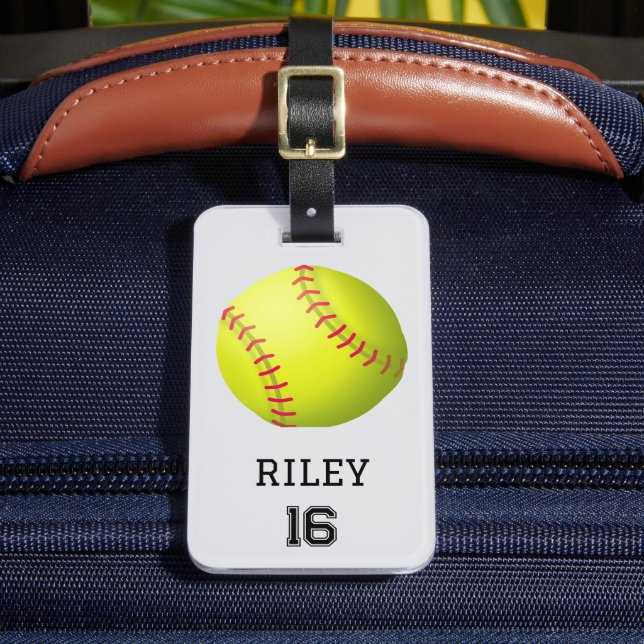 Softball Personalised Custom Team Bag Tag Gift (Front Insitu 2)