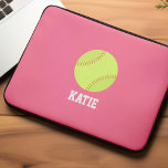 Softball Personalised Girl's Laptop Sleeve<br><div class="desc">Personalised girls softball fan design.</div>