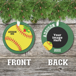 Softball Personalised Photo Christmas Ornament