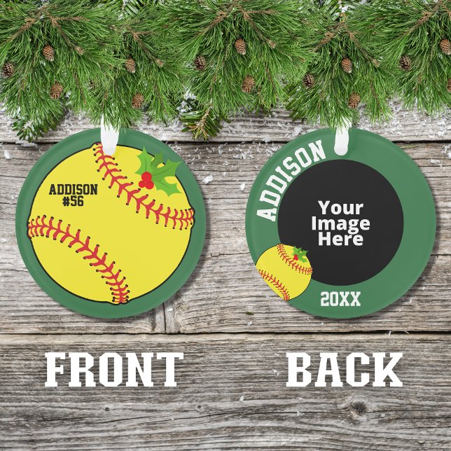 Softball Personalised Photo Christmas Ornament (A cute ornament for the softball player in your life insert your own picture to personalized it.)