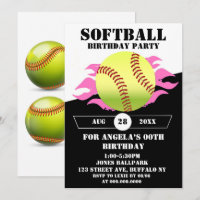 Softball Pink Fire Birthday Party