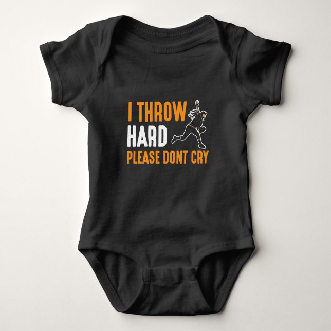Softball Pitcher Baseball Player Kid Throw Hard Baby Bodysuit (Front)