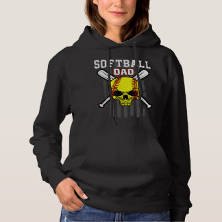 Softball Pitcher Hitter Catcher Skull Dad Vintage  Hoodie