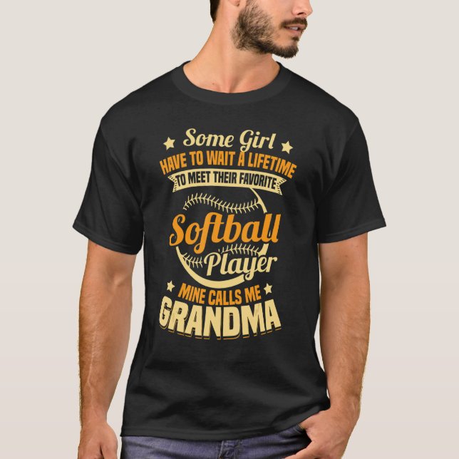 Softball Plaer Mine Calls Me Grandma T-Shirt (Front)