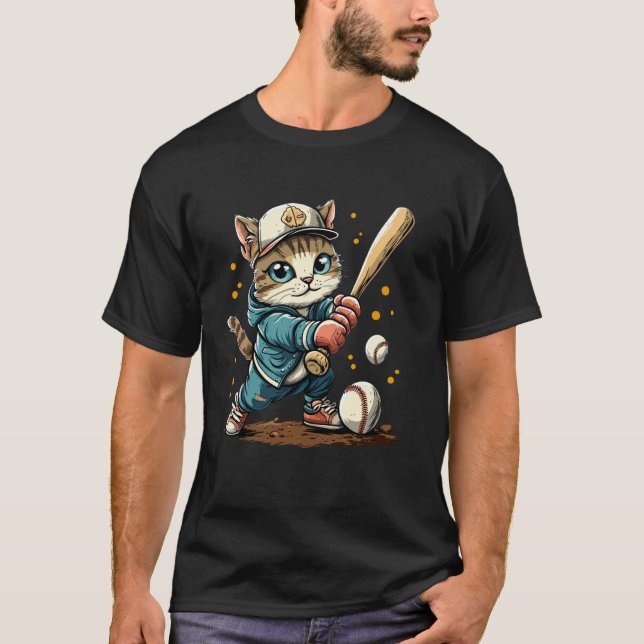 Softball player Cat on Softball T-Shirt (Front)