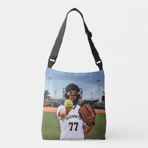 Softball Player Catcher With Your Name And Number Crossbody Bag