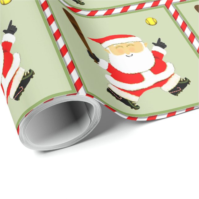 Softball Player Christmas Wrapping Paper (Roll Corner)