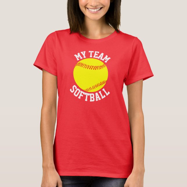 Softball Player Custom Colour & Team Name T-shirt (Front)