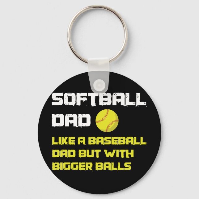 Softball Player Dad Humour Key Ring (Front)