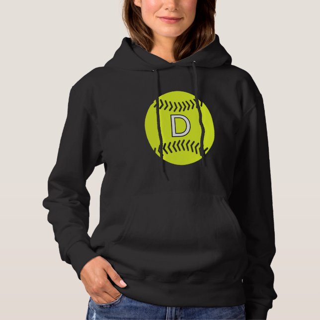 Softball Player Favorite Letter Initial D Hoodie (Front)