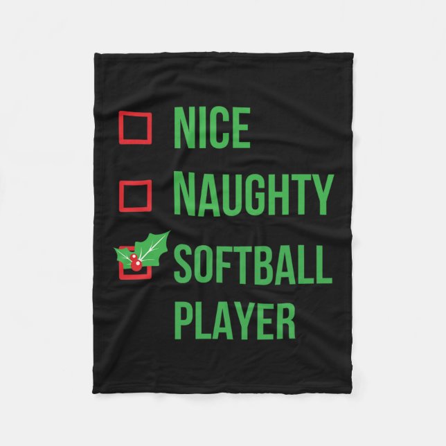 Softball Player Funny Pajama Christmas Gift  Fleece Blanket (Front)