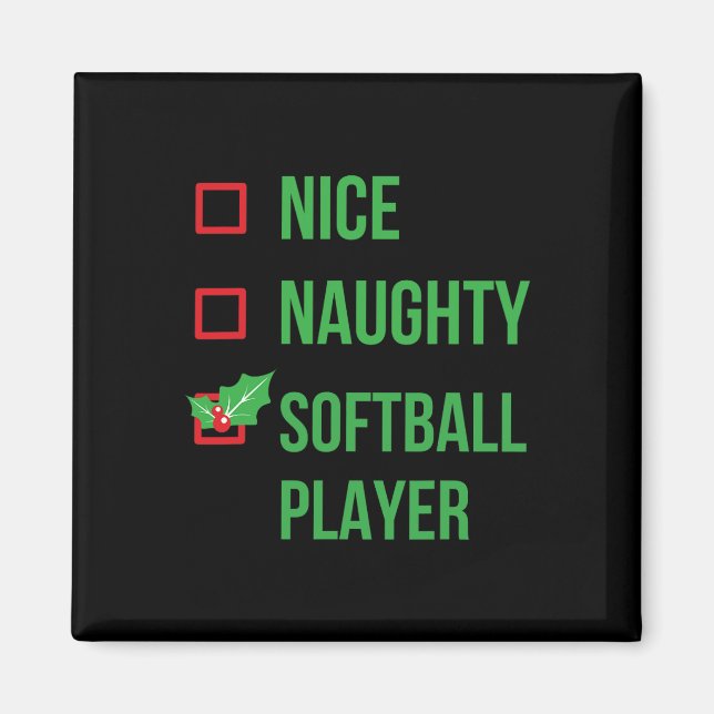 Softball Player Funny Pajama Christmas Gift  Magnet (Front)