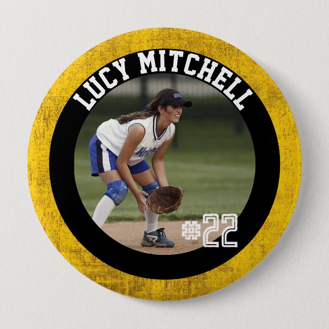 Softball Player game day button for team spirit (Front)