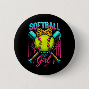 Softball Player Girl Ice Cream Softball Drip  6 Cm Round Badge