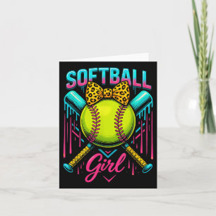 Softball Player Girl Ice Cream Softball Drip Card
