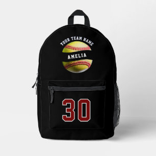 Softball Player Name Number Team Name Sports Printed Backpack