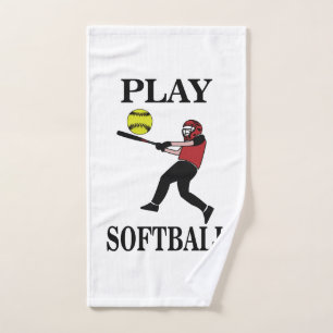 Softball Player Play Softball Hand Towel