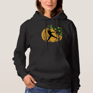Softball Player Pumpkin Veggie Fall Cool Sports Lo Hoodie