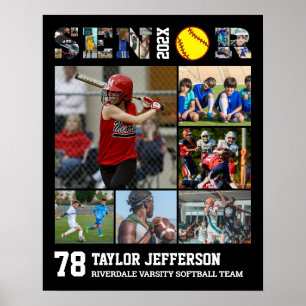 Softball Player Senior Night Sports Photo Collage Poster