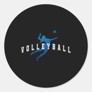 Softball Player Team Blue Varsity Text Classic Round Sticker
