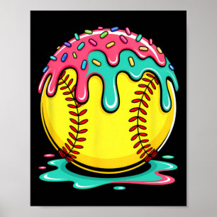 Softball Player Teen Girls Softball Drip Girls Ice Poster