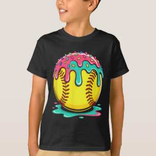 Softball Player Teen Girls Softball Drip Girls Ice T-Shirt