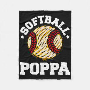 Softball Poppa Distressed Vintage Funny Grandpa Ga Fleece Blanket