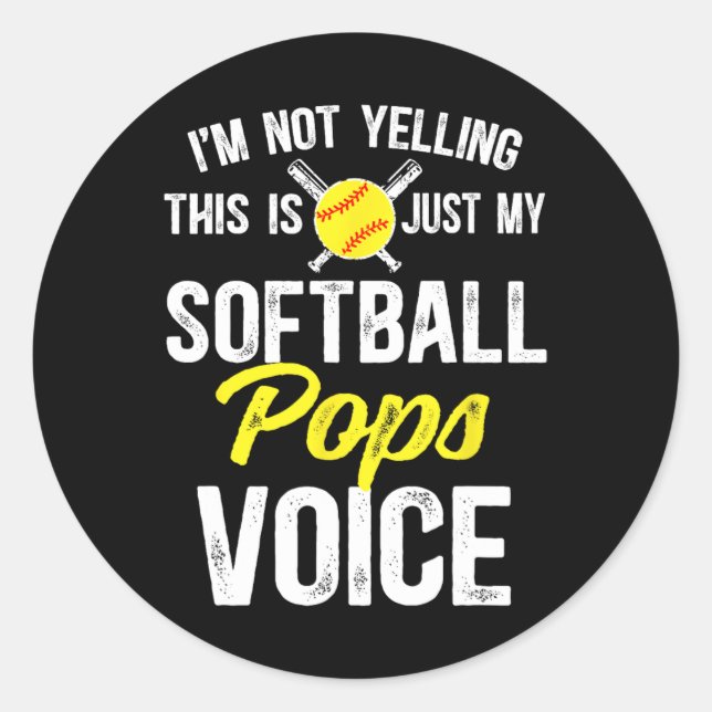 Softball Pops Voice Pops Of A Softball Player Pops Classic Round Sticker (Front)