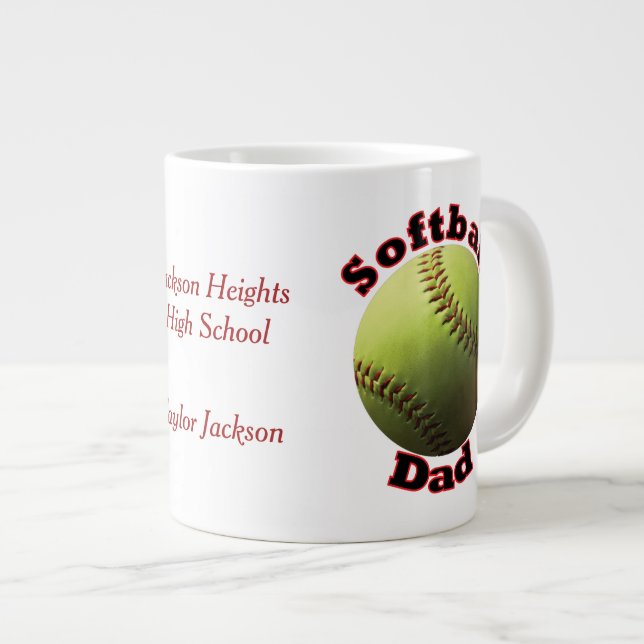 Softball Proud Dad Large Coffee Mug (Front Right)