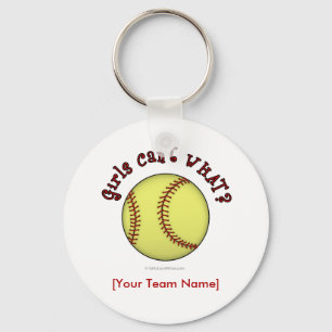 Softball-Red Key Ring